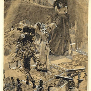 La danse de Tamara - Illustration du poeme "Le Demon"de Mikhail Lermontov (1814-1841) - Oeuvre de Mikhail Alexandrovich Vrubel (Vroubel) (1856-1910)