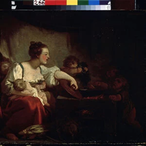 "La famille pauvre"(The poor family) Peinture de Jean Honore Fragonard (1732-1806) 1760-1762 Musee Pouchkine, Moscou