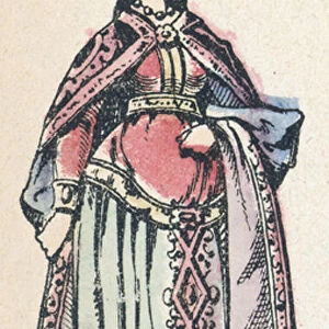 La Reine Clotilde, Femme de Dagobert II (coloured engraving)