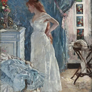 "La toilette"Jeune fille en neglige - Peinture de Henri Gervex