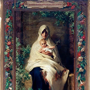 Our Lady of the Olive Tree Painting by Niccolo Barabino (1832-1891) 19th century Genes