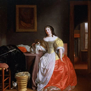 Lady in a yellow and red dress