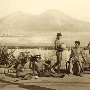Land of Fire, a classical scene, with a view of the Vesuvius from Posillipo, Naples