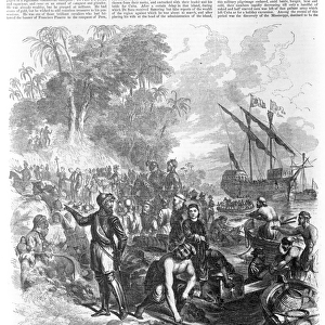 Landing of De Soto in Florida, from Ballous Pictorial Drawing-Room Companion
