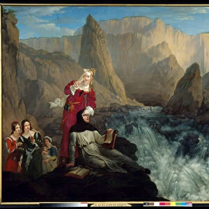 Laure and Petrarque to Fontaine de Vaucluse. Painting by Philippe Jacques