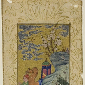 Layla Visiting Majnun in the Desert, page from a copy of the Khamsa of Nizami