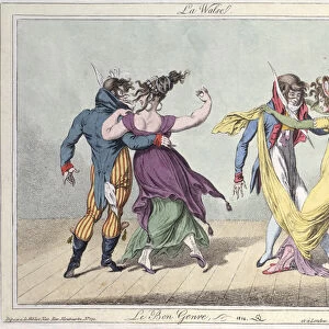 Le Bon Genre: Le Walse, after Carle Vernet (1758-1836), 1810 (hand-coloured etching)