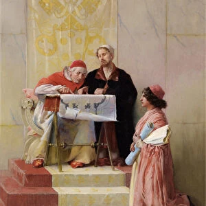 "Le pape Jules II regardant les plans du projet architectural de Bramante