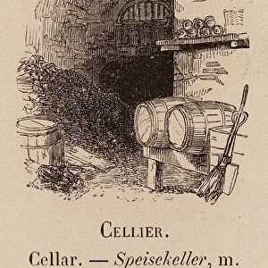 Le Vocabulaire Illustre: Cellier; Cellar; Speisekeller (engraving)