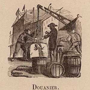 Le Vocabulaire Illustre: Douanier; Custom-house officer; Zollbeamte (engraving)