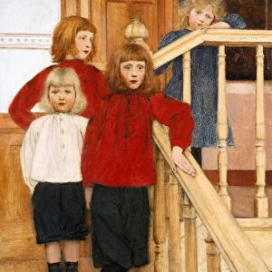 "Les enfants de monsieur Neve"Quatre enfants dans un escalier Peinture de Fernand Khnopff (1858-1921) 1893 Collection privee