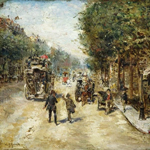 Les Grands Boulevards, Paris, (oil on panel)