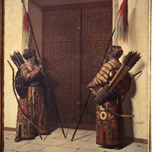Les portes de Tamerlan (The Doors of Tamerlane) (Deux guerriers postes a la porte du palais de Timur Lang ou Timour le boiteux ou le grand, 1336-1405) - Peinture de Vasili Vasilyevich Vereschagin (Vereshchagin, Verechtchaguine) (1842-1904)