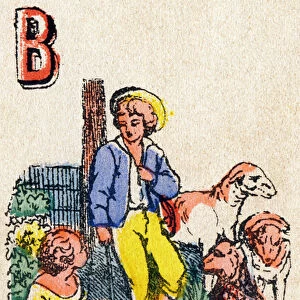Letter B Shepherds. Engraving in "Alphabet des jeux". Mr