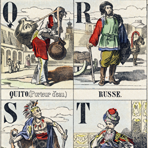 Lettres Q, R,s et T : porteur d eau a Quito; Russe; Sauvage