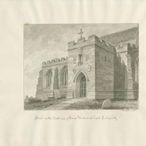 Lichfield - North Porch of St. Michaels Church: sepia drawing, 1845 (drawing)