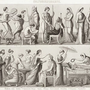 Life in Ancient Greece. Illustration for Bilder-Atlas (engraving)