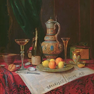 Still Life with a bottle of Champagne, 1882 (panel)