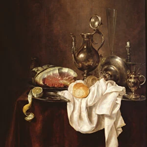 Still Life of Ham and Silver Plate