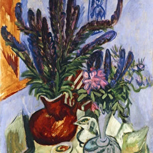 Still Life with a Vase of Flowers; Stilleben Mit Blumenvasen, 1912 (oil on canvas)