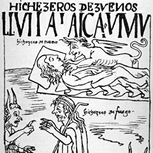Llulla layqha umu, Deceitful Sorcerers and Witches (woodcut)