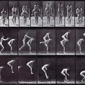 Locomotion plate depicting a nude boy playing leapfrog