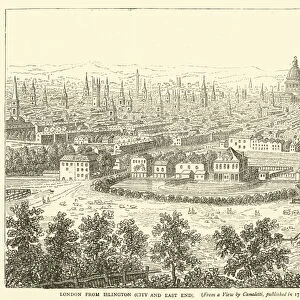 London from Islington, city and east end, from a view by Canaletti, published in 1753 (engraving)