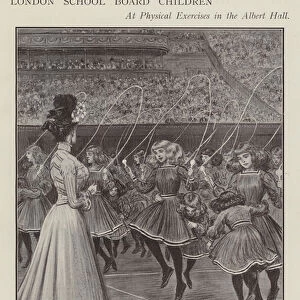London School Board children at physical exercises in the Albert Hall (litho)