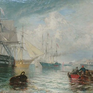 The Lords of the Admiralty visiting Sheerness, 1866 (oil on canvas)