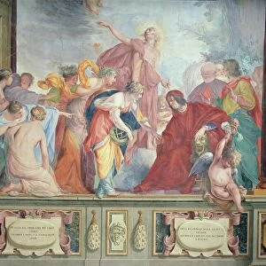 Lorenzo de Medici and Apollo welcome the muses and virtues to Florence (fresco)