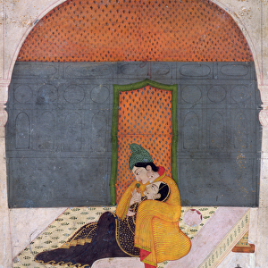 Lovers on a terrace, Garhwal, c. 1780-1800 (gouache on paper)