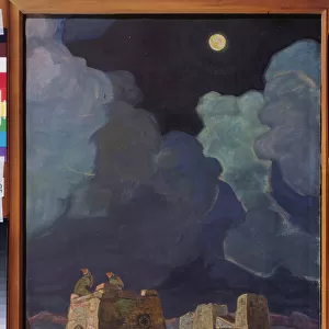 Macheski (Bielorussie). Les gens de la lune. Oeuvre de Nicholas Roerich (1874-1947), tempera et huile sur carton, 1915. Art russe, 20e siecle, symbolisme. State Art Museum of Republic Tatarstan, Kazan (Russie)