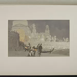 The Macmonnies Fountain by night, 1893 (lithograph)