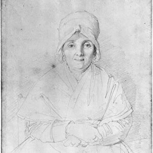 Madame Ingres Mere (1758-1817) 1814 (graphite on paper) (b / w photo)