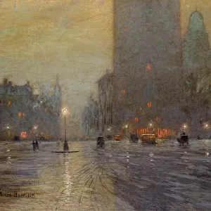 Madison Square, Rainy Night (oil on canvas)