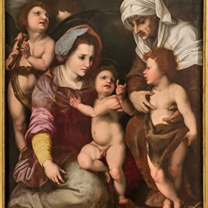 Madonna with Infant Jesus, St. Elisabeth, Infant St. John and two angels, copy from Andrea Del Sarto (oil on panel)