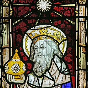 A magi at the Nativity (stained glass)