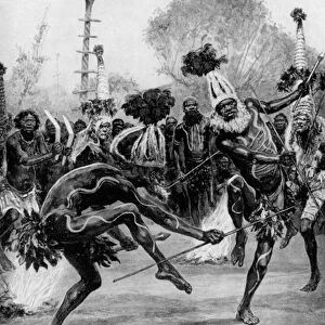 Magic dance of the natives of Queensland, Australia (litho)