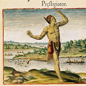 A Magician from Virginia, from Admiranda Narratio... published by Theodre de Bry