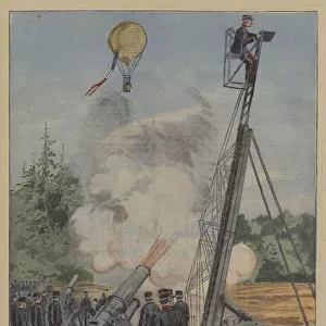 Making observations of the accuracy of fire of siege artillery (colour litho)