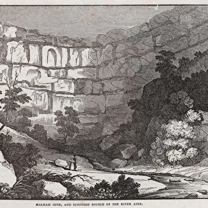 Malham Cove, Yorkshire, and supposed source of the River Aire (engraving)