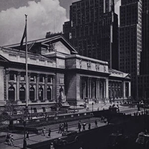 Manhattan: New York Public Library (b / w photo)