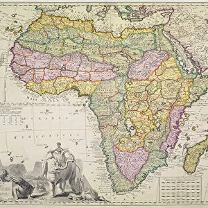 Map of Africa (hand coloured engraving)
