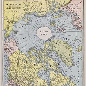 Map of the Arctic (coloured engraving)