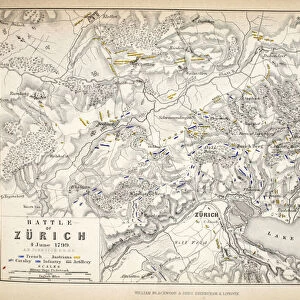 Map of the Battle of Zurich, published by William Blackwood and Sons, Edinburgh & London