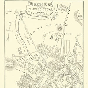 Map of the city of Rome in the time of Julius Caesar (engraving)