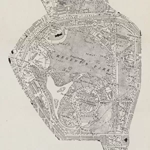 Map of Regents Park and Primrose Hill (litho)