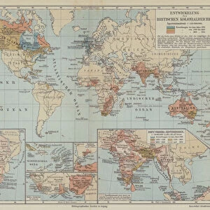 Map showing the expansion of the British Empire (colour litho)