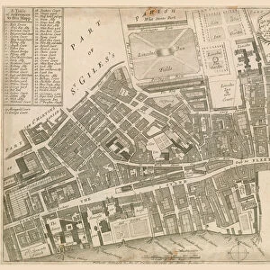 Map of St Clements Danes and St Mary Savoy, London, with the Rolls Liberty and Lincolns Inn (engraving)