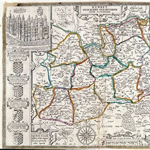 Map of Surrey, described and divided into hundreds (engraving)